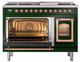 Ilve® Nostalgie II Noblesse 48'' Emerald Green Pro Style Dual Fuel Range with Copper Trim-3