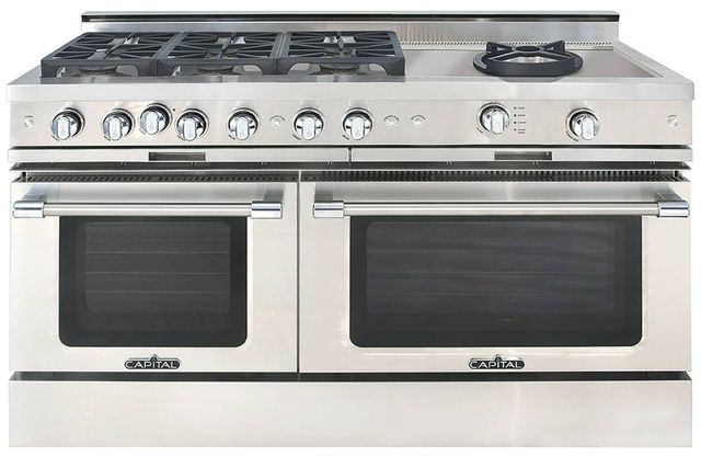 Capital Cooking™ Grand Chef 60" Stainless Steel Sealed Burner Pro Style Gas Range with Open Power Wok-0