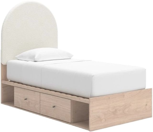 Signature Design by Ashley® Arloster Tan/White Twin Upholstered Panel Storage Bed-0