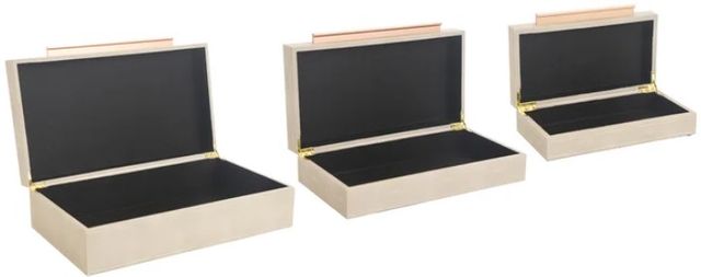 StyleCraft Norman Wyatt Home 3-Piece Camilla Neutral Leather Accessory Boxes-1
