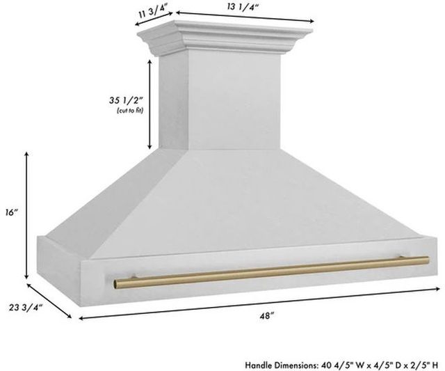ZLINE Autograph Edition 48" Satin Stainless Steel Wall Mounted Range Hood with Champagne Bronze Handle-2