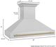 ZLINE Autograph Edition 48" Satin Stainless Steel Wall Mounted Range Hood with Champagne Bronze Handle-2
