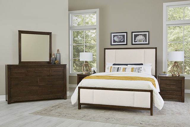 LM Co Home By Vaughan-Bassett Crafted Cherry by Ben & Erin Napier Dark Cherry Queen Upholstered Bed-1