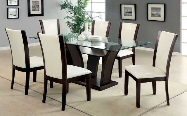 Furniture of America® Manhattan 7-Piece Brown Cherry/White Dining Set-1