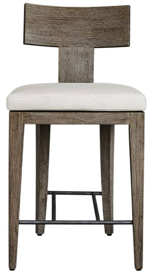 Uttermost® Cellini Weathered Gray Wooden Outdoor Counter Stool-2
