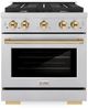 ZLINE Autograph Edition Paramount 30" Satin Stainless Steel Pro Style Dual Fuel Range with Polished Gold Accents-0