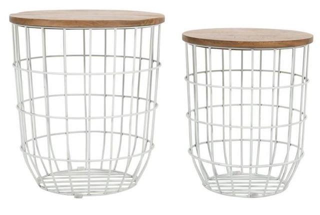 Jofran Inc. Global Archive Rondo 2-Piece Brown Nesting End Table Set with White Base-0