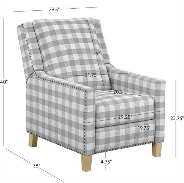 Powell® Portier Gray Check Manual Pushback Recliner-3
