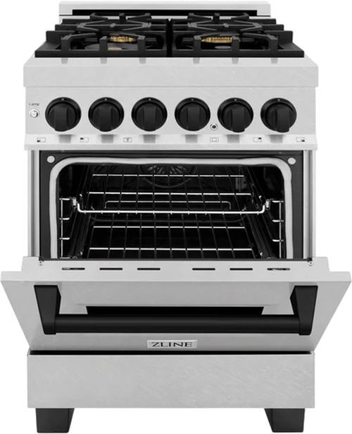 ZLINE Autograph Edition 24" Satin Stainless Steel Pro Style Dual Fuel Range-2