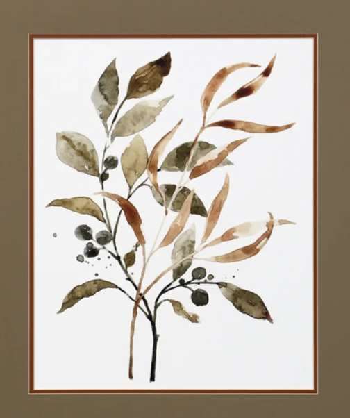 StyleCraft Preserved Autumn Leaves Dark Gray/Taupe/White Wall Art-1