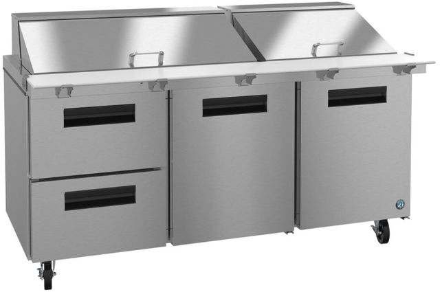 Hoshizaki 72" 21.25 Cu. Ft. Stainless Steel Three Section Mega Top Prep Table Refrigerator with Drawer and Door Combo-1