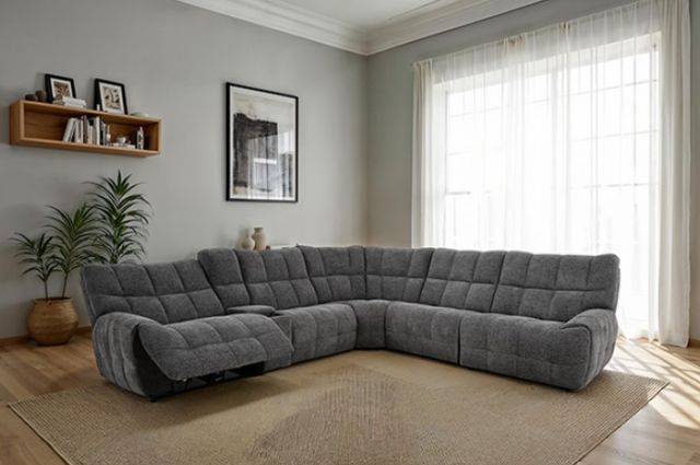 Furniture of America® Southwold 6-Piece Dark Gray Power Reclining Sectional-2