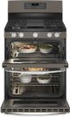 GE® 30" Fingerprint Resistant Slate Freestanding Gas Double Oven Convection Range-2