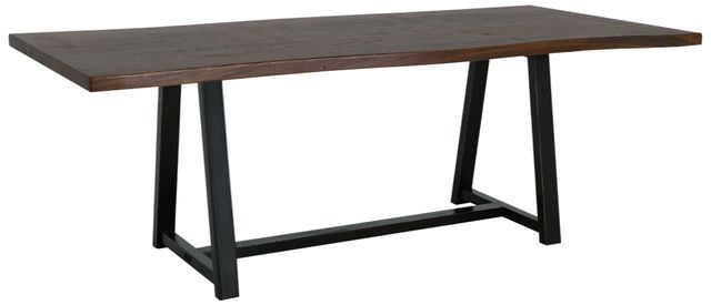 International Furniture Direct Walnut Reddish Brown Dining Table with Black Base-0