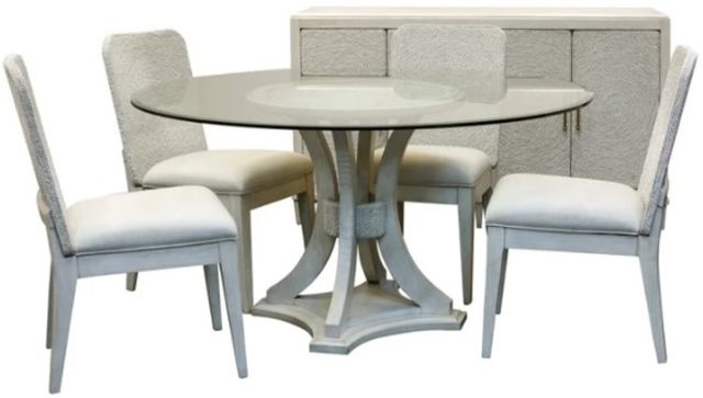 Stylecraft Lauren Glass Top Round Dining Table with White Base-2