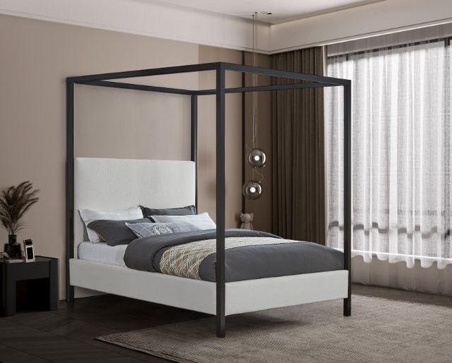 Meridian Furniture James Cream Full Upholstered Canopy Bed-3