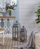 A & B Home 2-Piece Gray Urban Scape Traditional Lantern Set-3