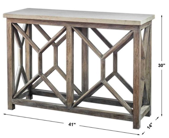 Uttermost® Catali Ivory Limestone Top Console Table with Warm Oatmeal Wash Base-2