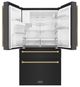 ZLINE Autograph Edition 36" 21.6 Cu. Ft. Black Stainless Steel Counter-Depth French Door Refrigerator with Water and Ice Maker in Fingerprint-Resistant and Polished Gold Helix Handles-3
