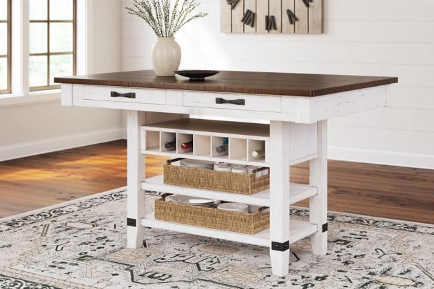Signature Design by Ashley® Valebeck Brown Counter Height Dining Table with White Pedestal-6
