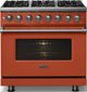 Viking® 5 Series 36" Spiced Cider Pro Style Dual Fuel (NG) Range with Polished Chrome Trim-2