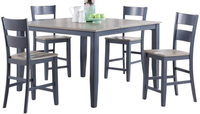 American Wholesale Furniture 5-Piece Gray Counter Height Table Set with Graphite Base-0