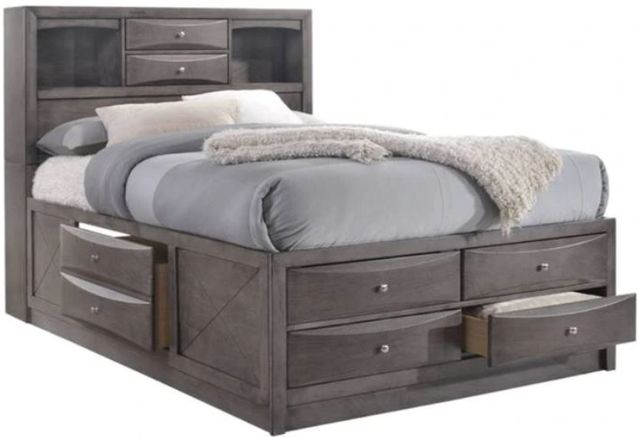 American Wholesale Furniture Emily Gray King Bookcase Storage Bed-0