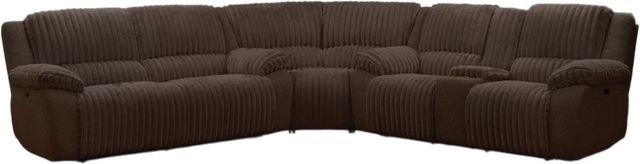 American Wholesale Furniture Mondo 3-Piece Chocolate Power Reclining Curved Sectional Sofa -0