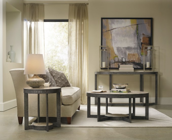 Hooker Furniture Mill Valley Gray End Table with Travertine Top