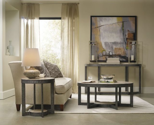 Hooker® Furniture Mill Valley Gray End Table with Travertine Top-1