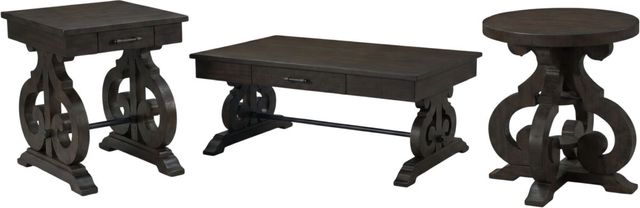 Elements International Stone 3-Piece Smokey Dark Ash Occasional Table Set-0