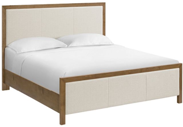 Whittier Wood® Furniture Bailey Nutmeg King Upholstered Panel Bed-3