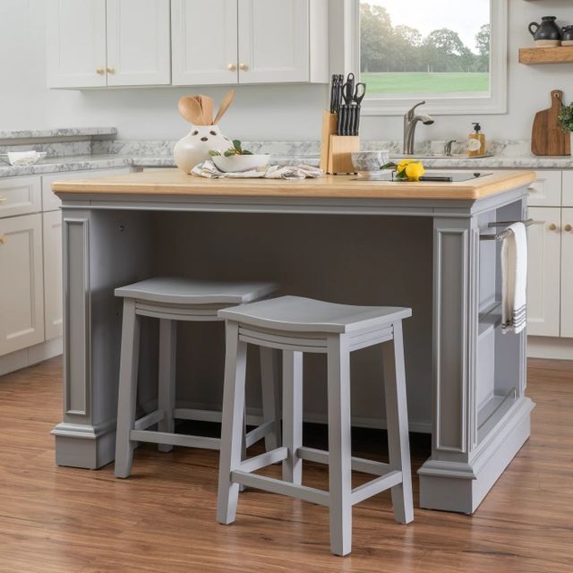 Powell® Penda Gray Kitchen Island with Stools-1