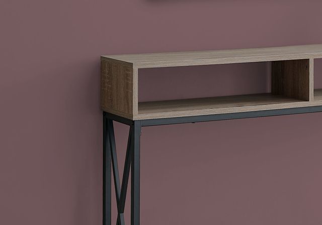 Monarch Specialties Inc. Taupe 48"L Open Shelve Hall Console Table with Black Metal Frame-1