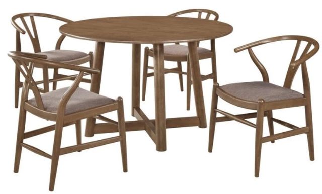 Coaster® Dinah 5-Piece Brown Round Solid Wood Dining Set-0