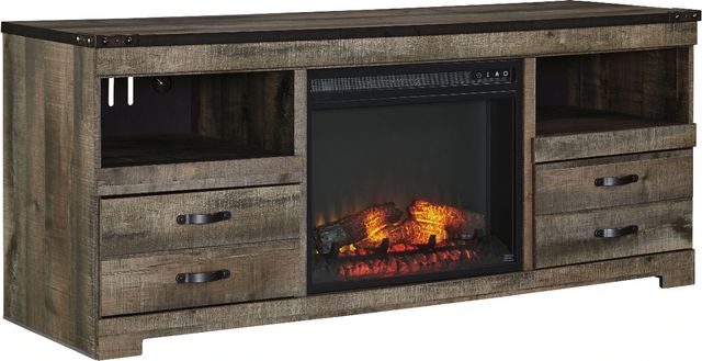 Signature Design by Ashley® Trinell Brown 63" Large TV Stand with Fireplace Option