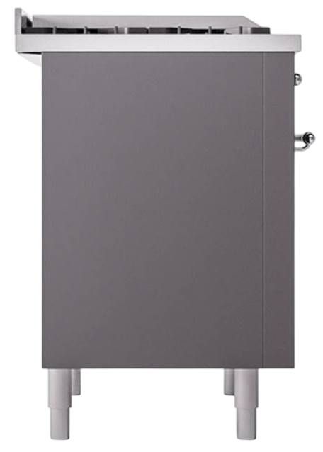 Ilve® Nostalgie II Noblesse 36'' Graphite Matte Pro Style Dual Fuel Range with Chrome Trim-2