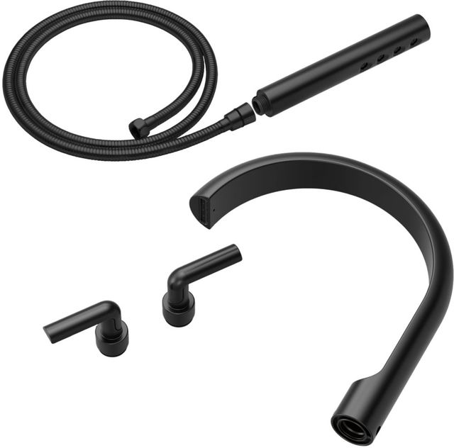 Brizo Roccesco™ Matte Black 2-Handle Tub Filler Trim Kit with Bent Lever Handles-0