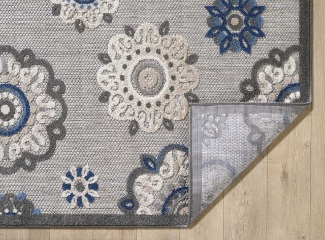 KAS Rugs Calla Blue/Gray Suzani 5'x7' Area Rug-2