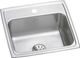Elkay Lustertone® Classic Lustrous Satin 19-1/2" x 19" x 7-1/2" 1-Hole Single Bowl Drop-In Sink with Perfect Drain®-0