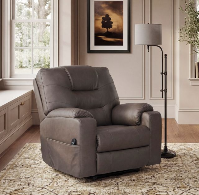 Signature Design by Ashley® Belmone Pike Gunmetal Power Lift Recliner-1