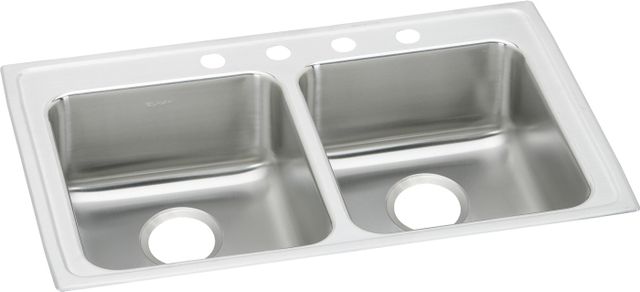 Elkay Lustertone® Classic Lustrous Satin 29" x 22" x 5" 3-Hole Equal Double Bowl Drop-In ADA Sink-0