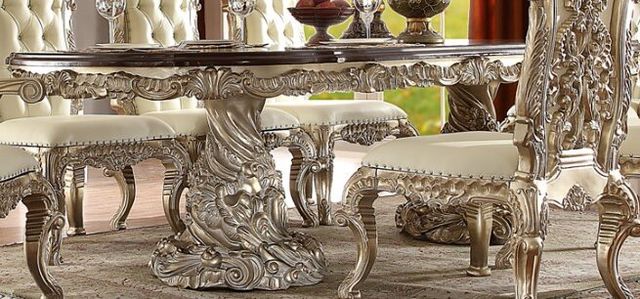 Homey Design Metallic Silver Dining Table-0