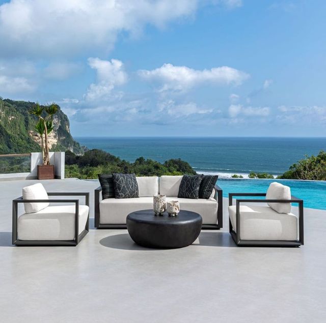 Uttermost® Remsen Java Black/Oyster Fabric/Metal Outdoor Lounge Chair-1