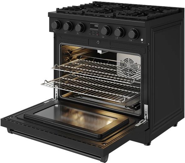 Thor Kitchen® A-series 36" Matte Black Contemporary Freestanding Pro Style Gas Range-4