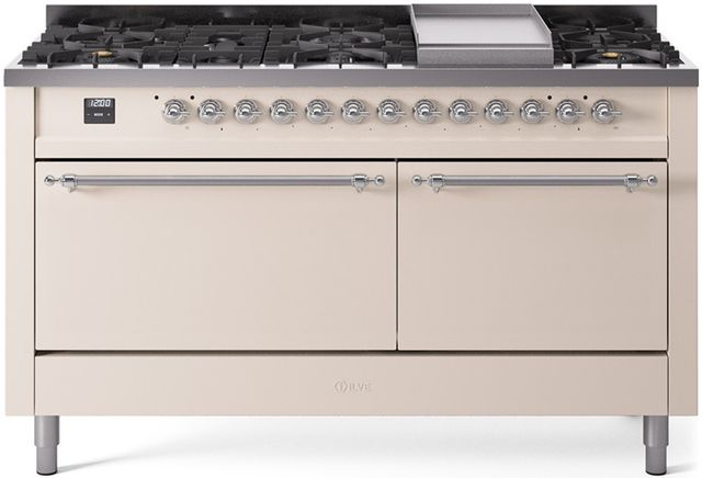 Ilve® Nostalgie II Series 60" Antique White Pro Style Dual Fuel Range-0