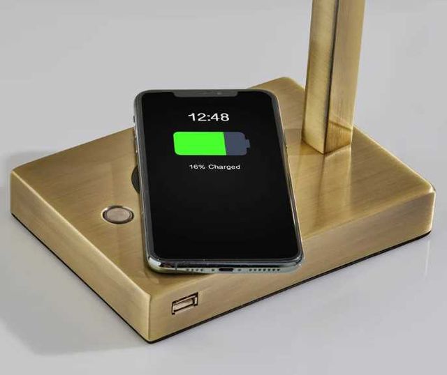 Adesso® Aidan Antique Brass AdessoCharge Charging Desk Lamp-3
