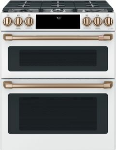 Café™ 30" Matte White Slide In Double Oven Gas Range