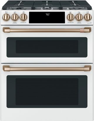 Café™ 30" Matte White Double Oven Slide In Gas Range