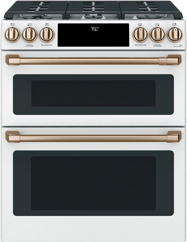 Café™ 30" Matte White Double Oven Slide In Gas Range-0